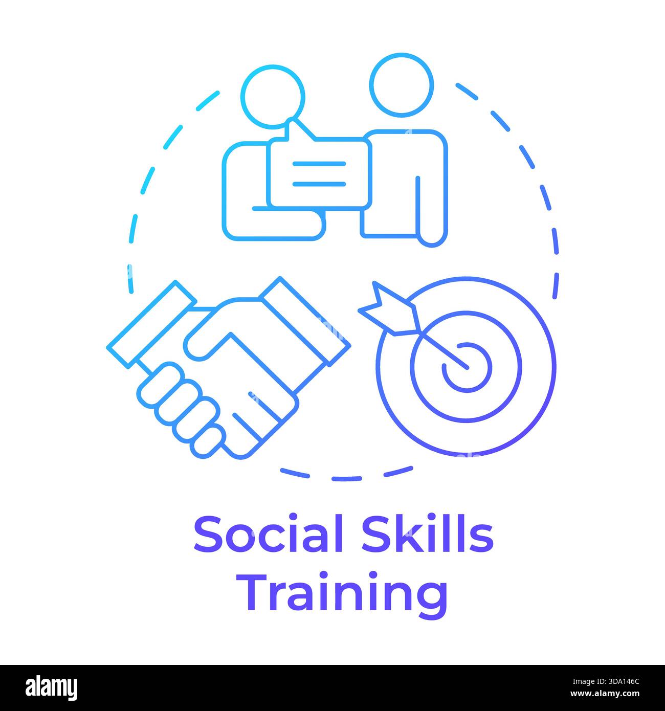 Social skills training blue gradient concept icon Stock Vector