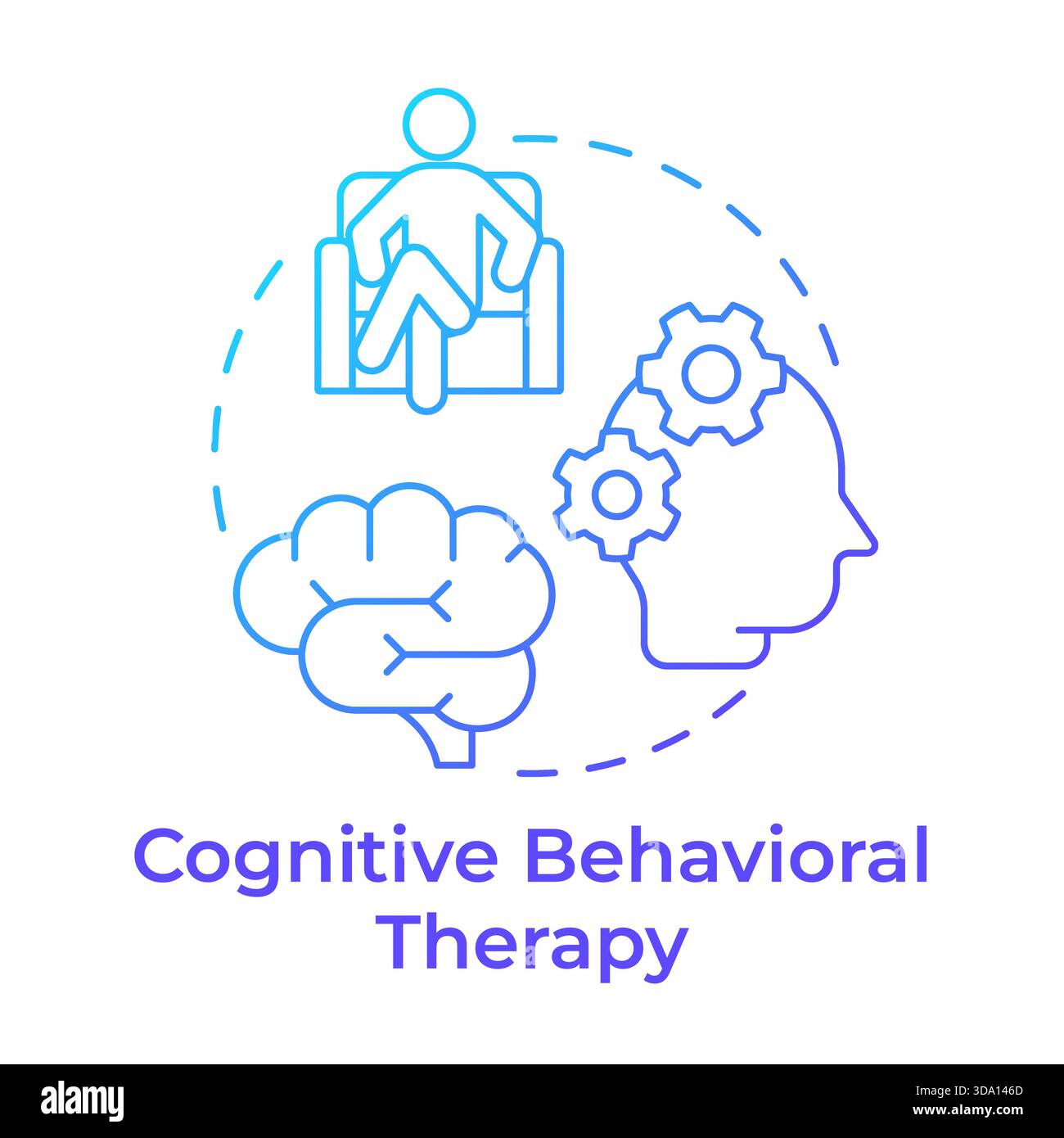 Cognitive behavioral therapy blue gradient concept icon Stock Vector
