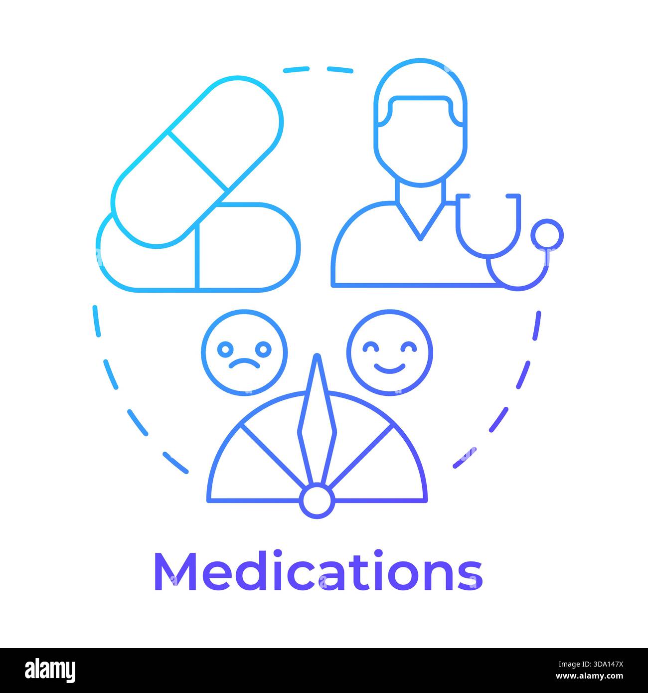 Medications blue gradient concept icon Stock Vector