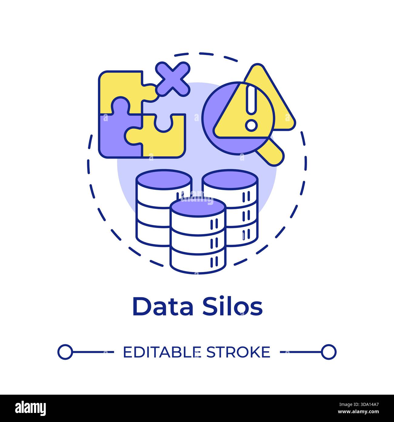 Data silos multi color concept icon Stock Vector