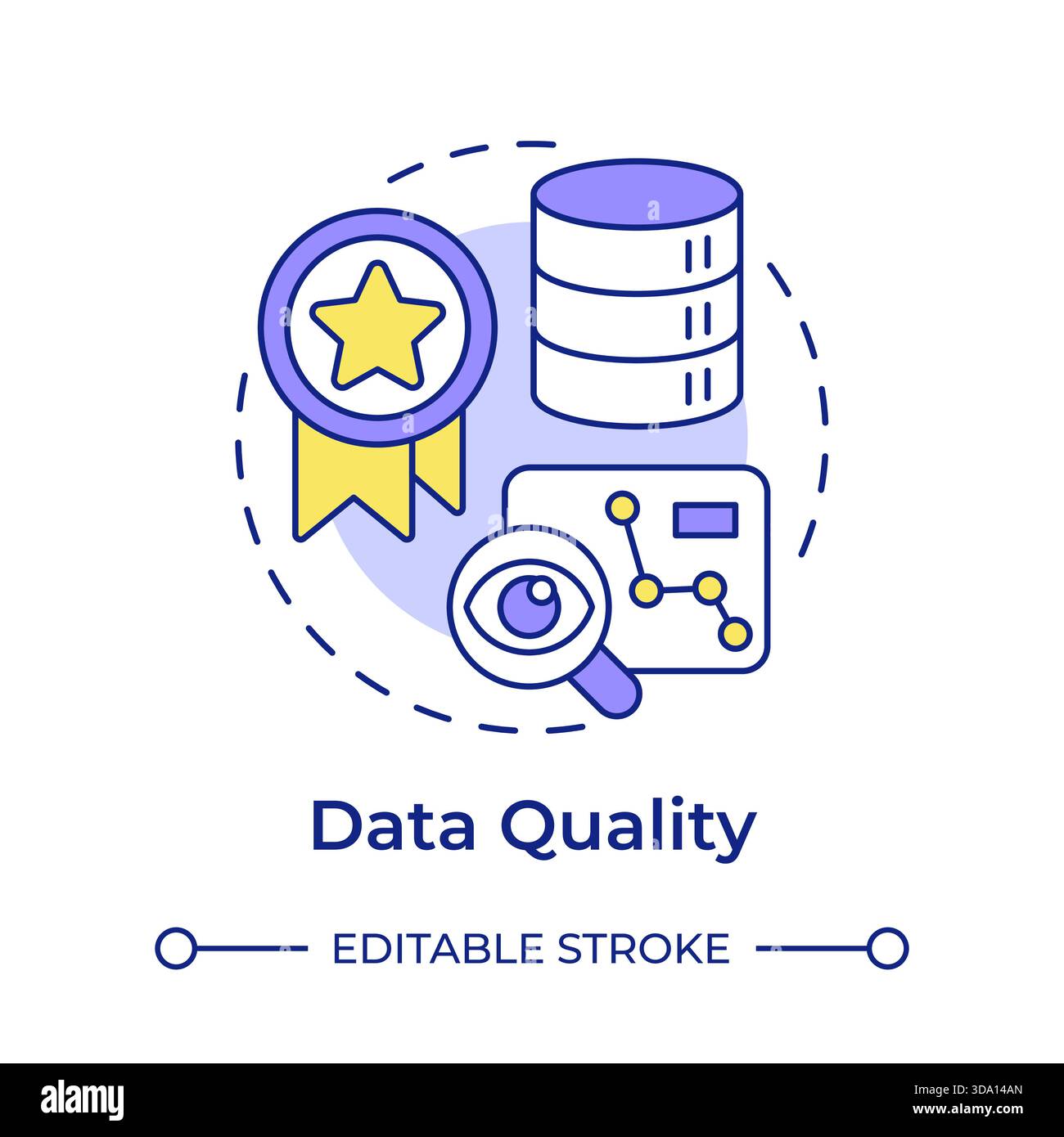 Data quality multi color concept icon Stock Vector