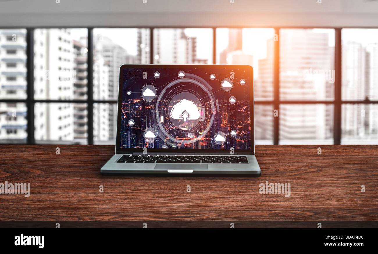 Cloud computing software for modish remote work and personal data storage Stock Photo