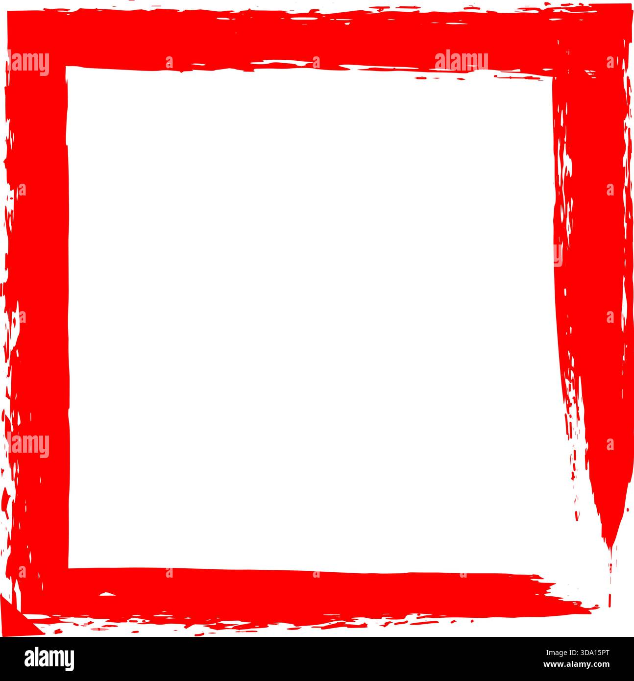 Vector Rough Red Brush Rectangle Frame for Abstract Graphic Background Stock Vector
