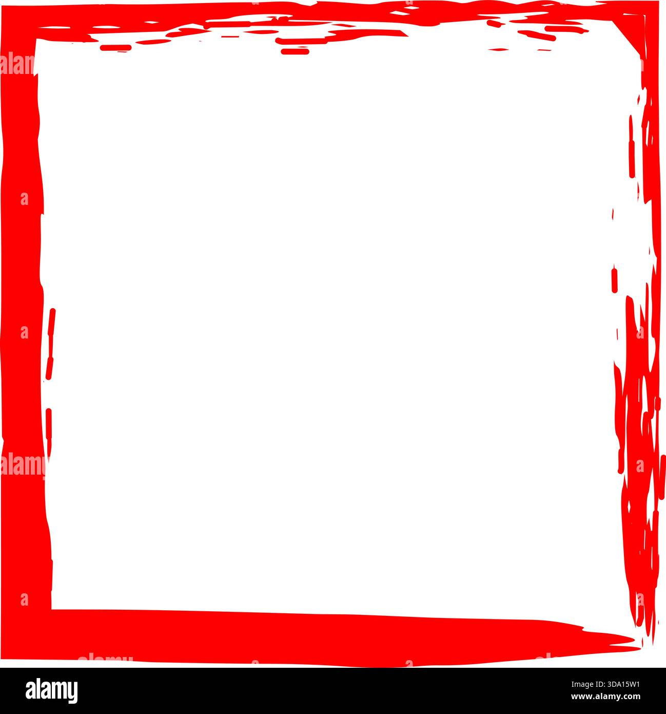 Vector Grunge Paint Outline Rectangle Border with Rough Brush Strokes Stock Vector