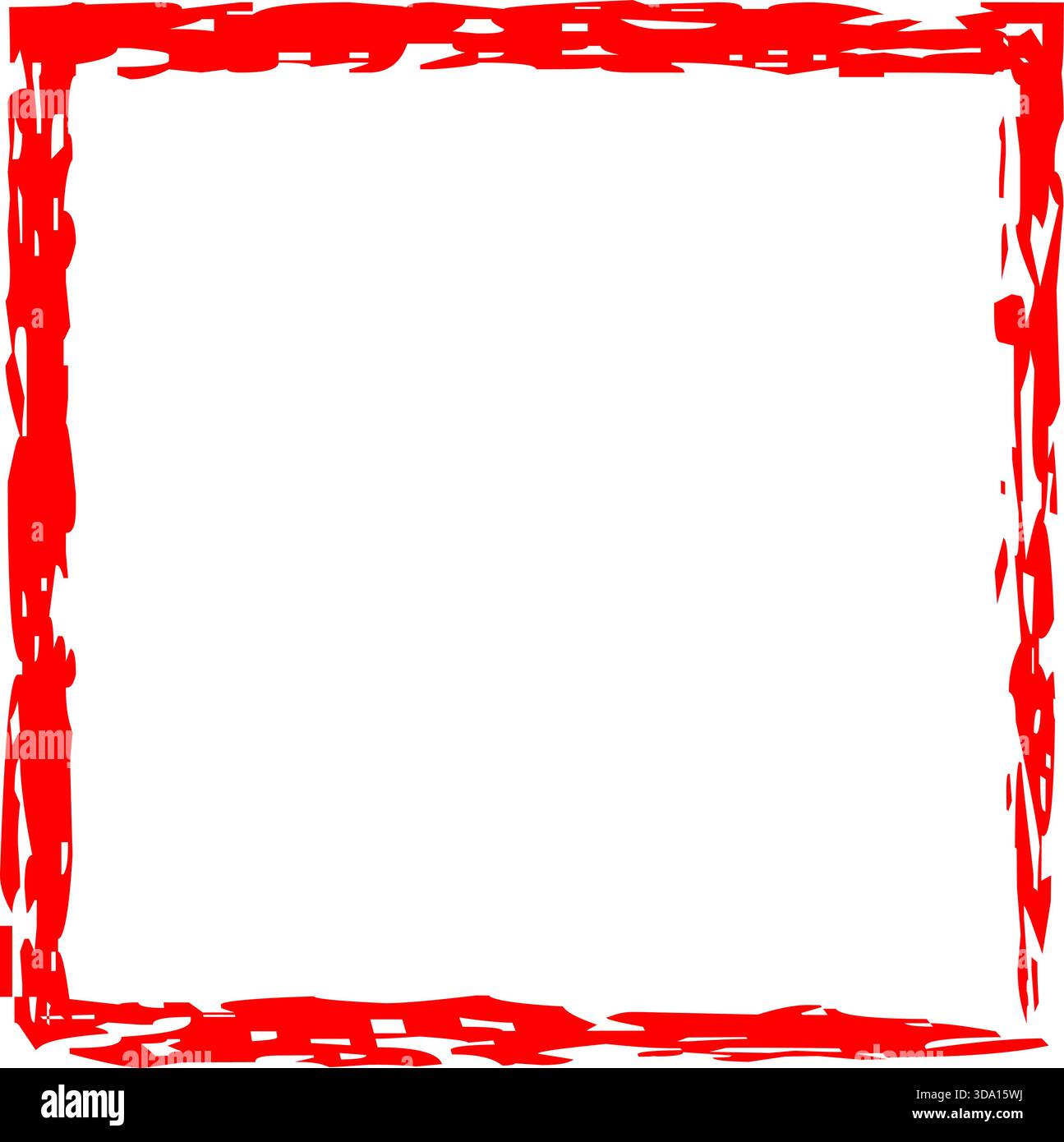 Vector Red Distressed Paint Rectangle Border Ink Texture Frame Stock Vector