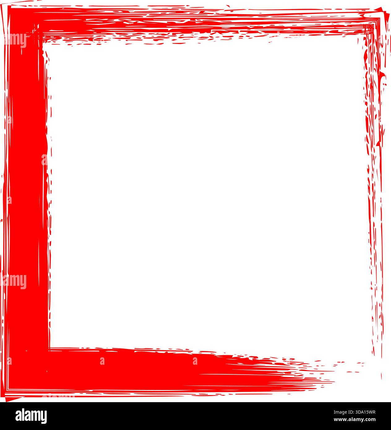 Rough Paint Rectangle Border vector Frame with Grunge Brush Texture ...