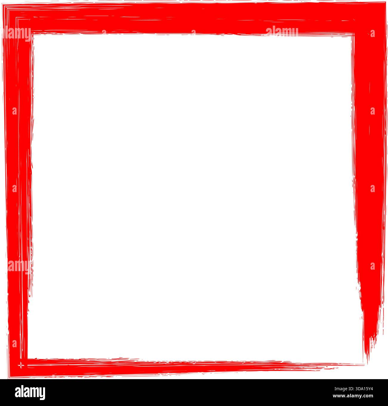 Red Grunge vector  Brush Square Frame Border, Rough Paint Outline Graphic Vector Background Shape Stock Vector