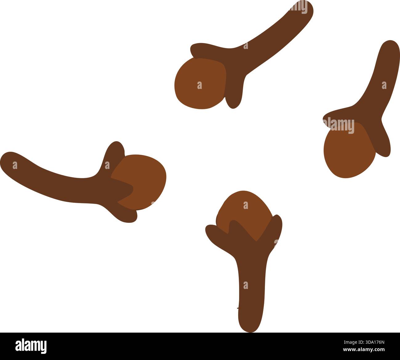 Cluster of fragrant clove flower buds with stem tips. Stock Vector