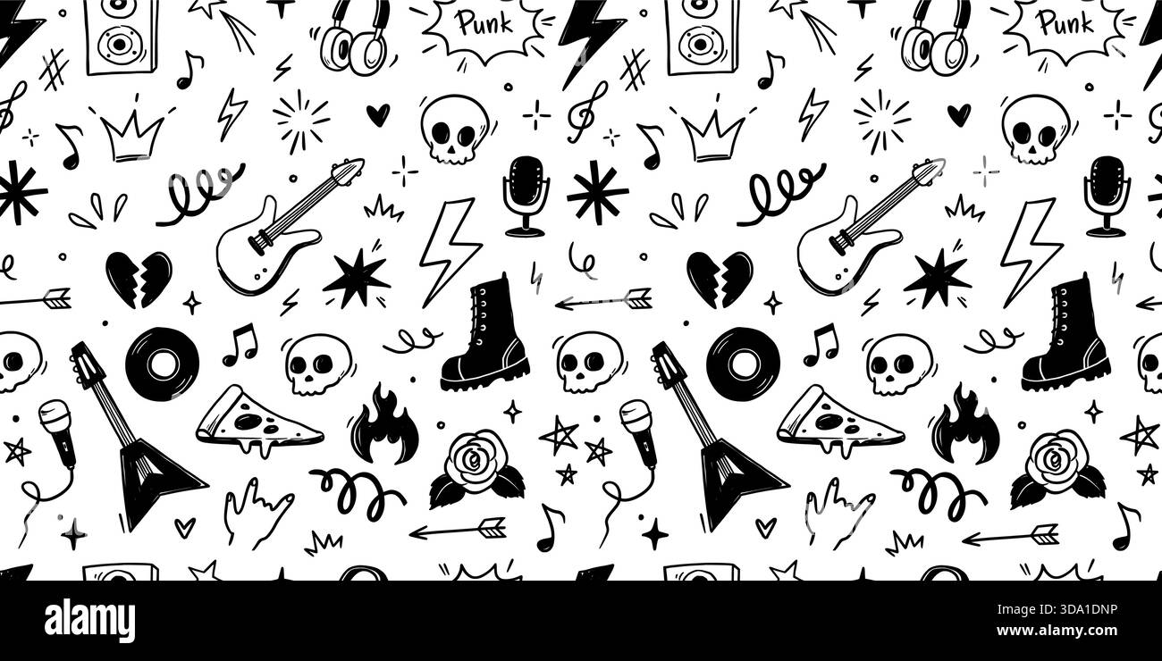 Punk skull Black and White Stock Photos & Images - Alamy