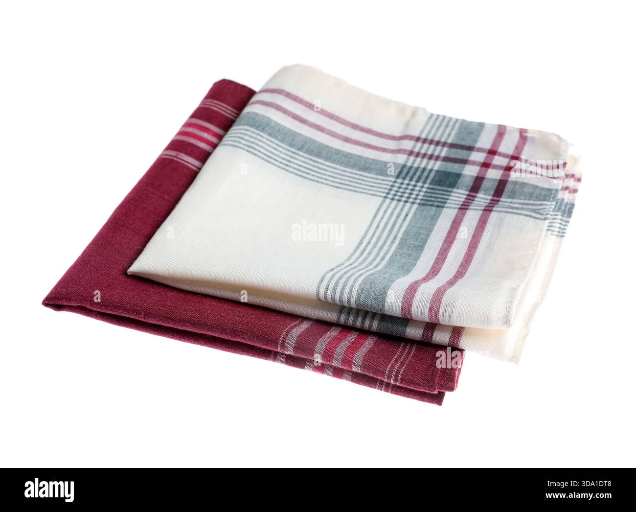 Different handkerchiefs isolated on white. Stylish accessory Stock Photo