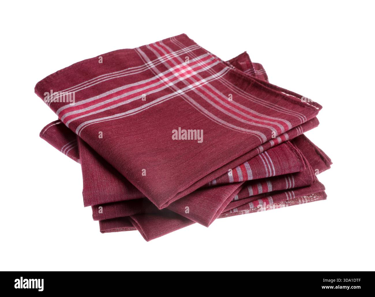 Folded handkerchiefs isolated on white. Stylish accessory Stock Photo