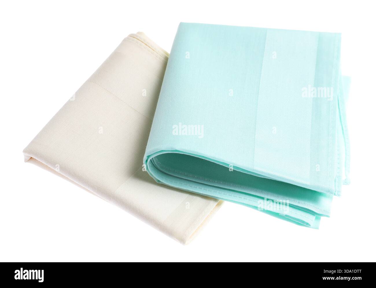 Folded handkerchiefs isolated on white. Stylish accessory Stock Photo