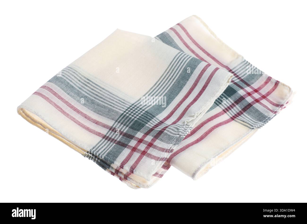 Folded handkerchiefs isolated on white. Stylish accessory Stock Photo