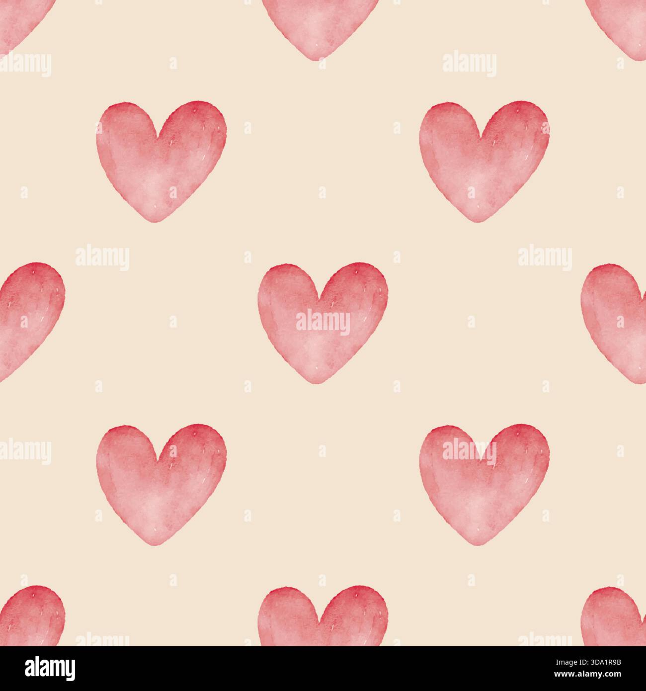 Seamless pattern with watercolor hearts Stock Vector