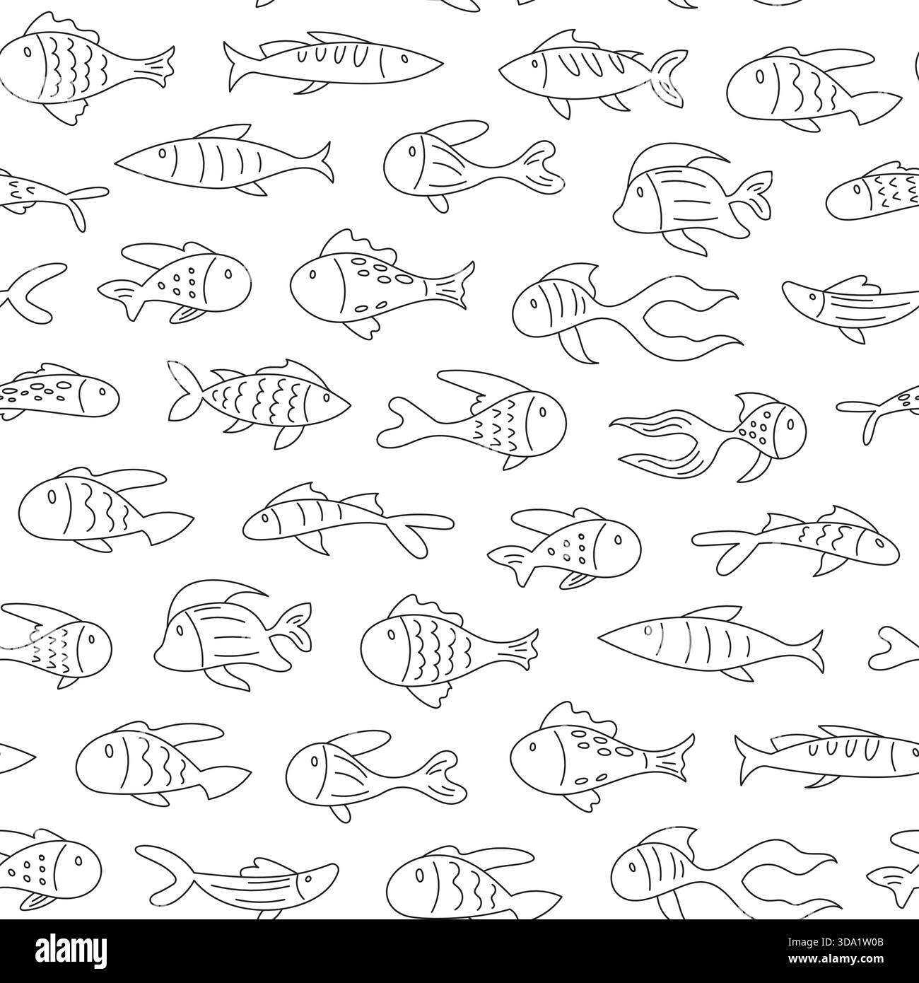 Seamless Underwater Aquatic Fish Pattern Stock Vector
