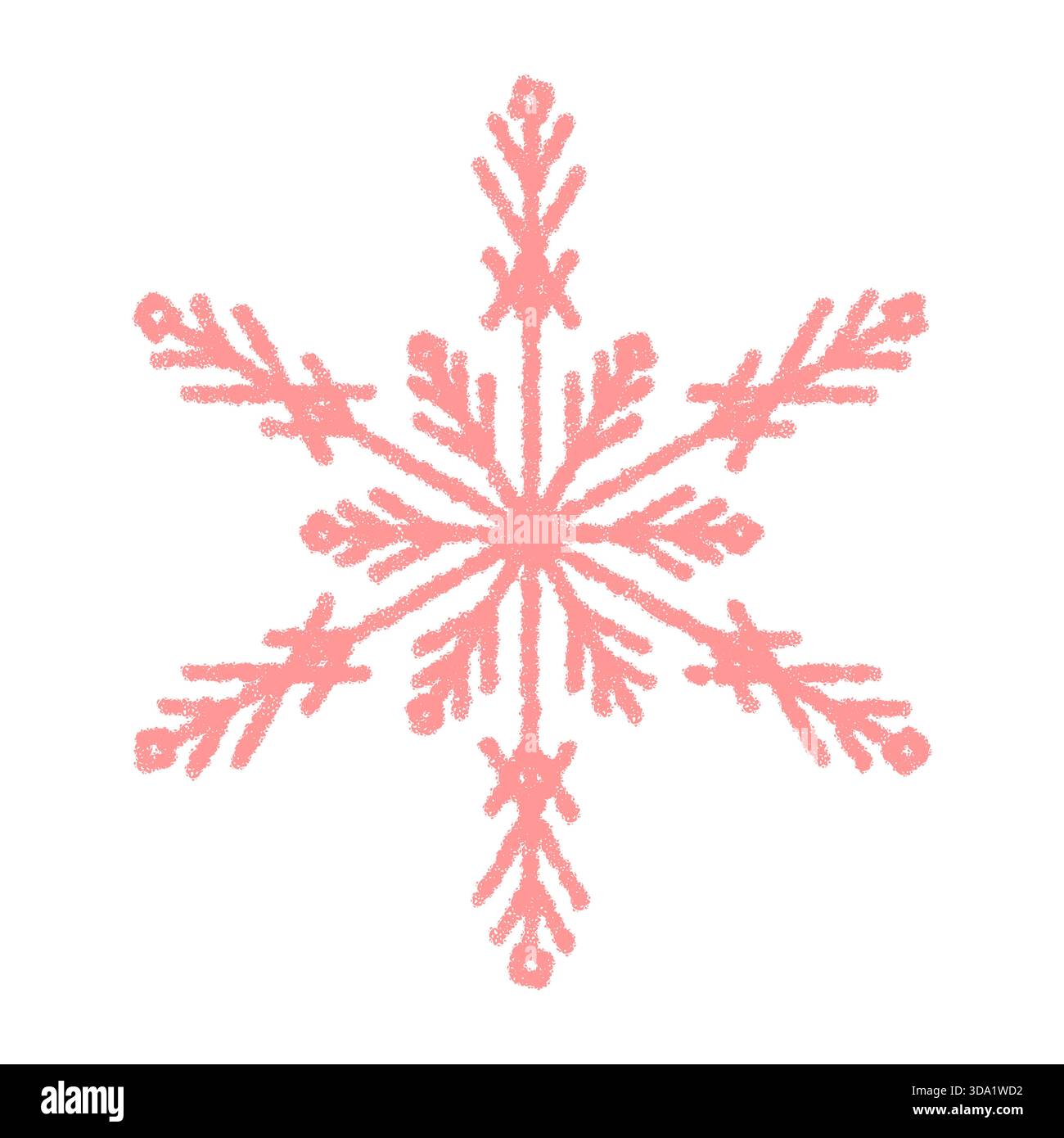 Pink Crayon Snow Flake Icon Winter Stock Vector