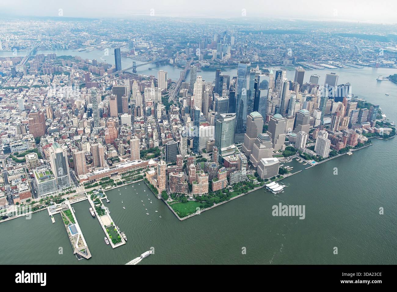 Aerial View of Lower Manhattan and New York City Waterfront Stock Photo ...