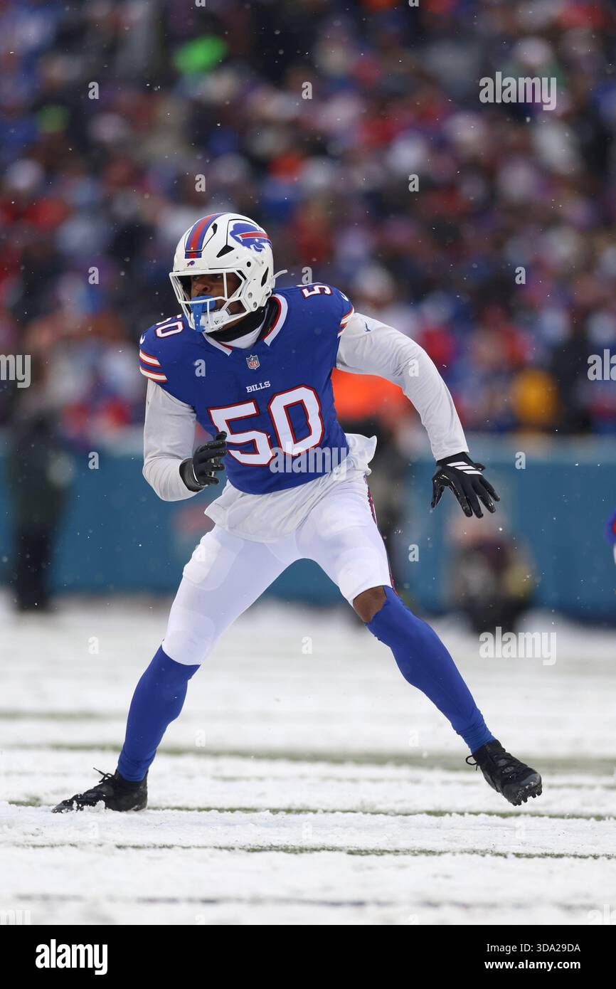Buffalo Bills Greg Rousseau (50) in action during an NFL football game ...
