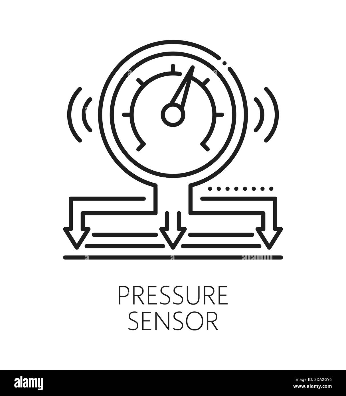 Pressure detection control sensor line icon. Pressure detection alarm ...