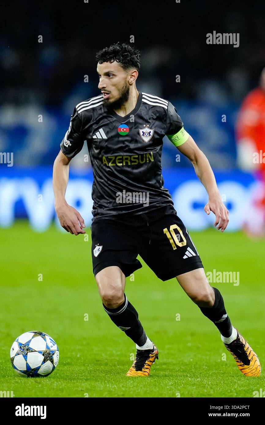 Abdellah Zoubir of Qarabag FK in action during the UEFA Champions ...