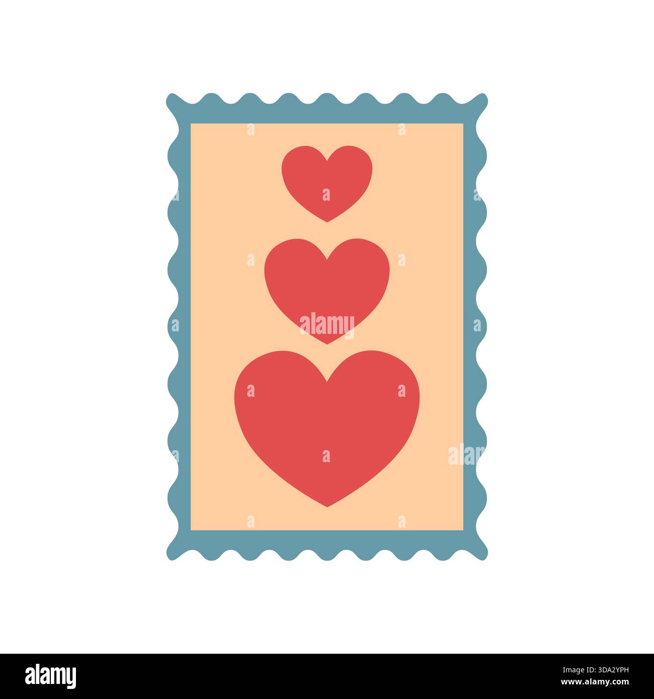 Postage stamp with hearts. Simple flat illustration Stock Vector Image ...