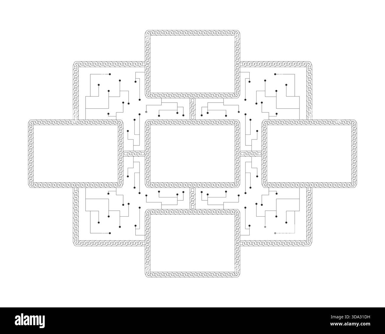Blank blockchain network with digital connections 2D line object Stock Vector