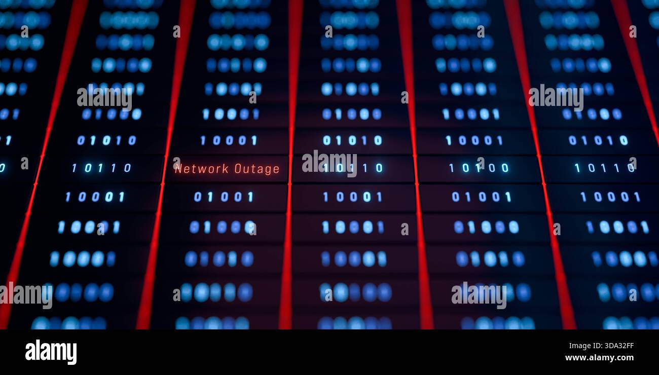 Network outage, warning sign, datacenter, data processing, system ...