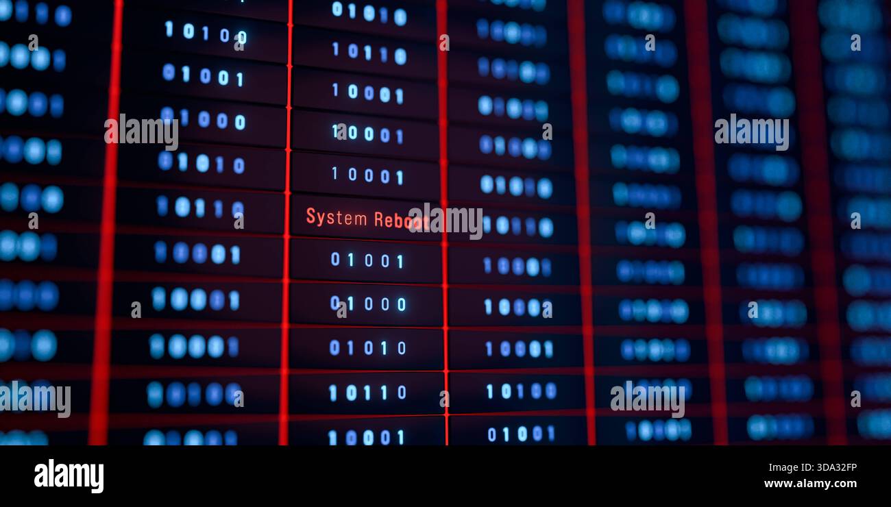 Reboot warning sign, datacenter, data processing, system configuration ...