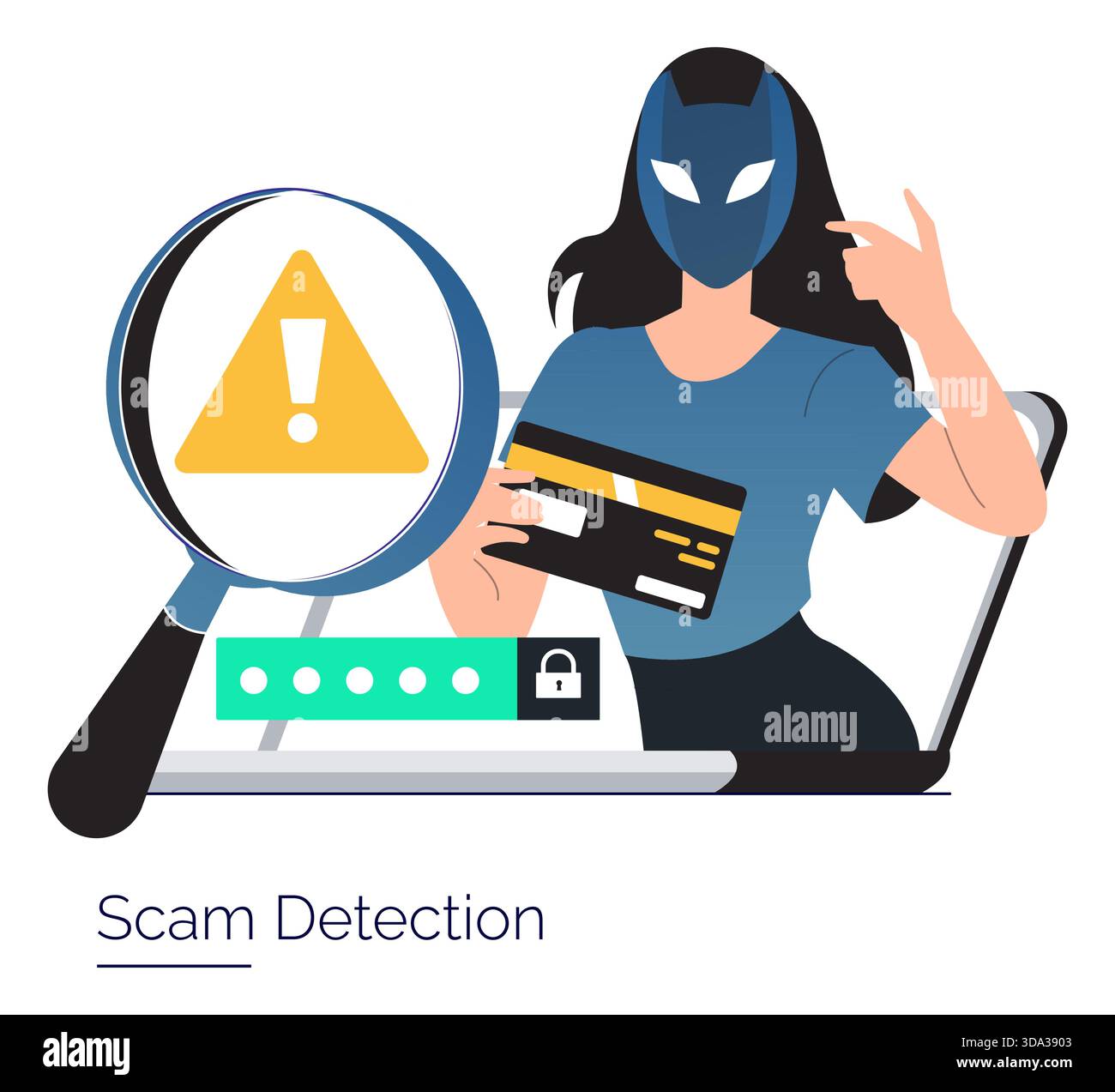 Woman suspicious laptop Stock Vector Images - Alamy