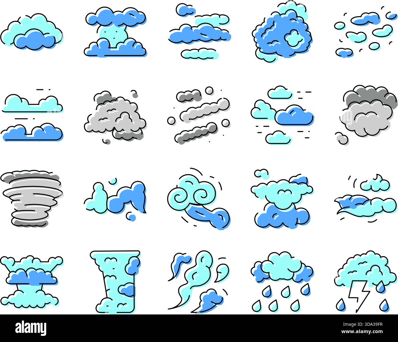 Weather forecast cloud types icons collection Stock Vector Image & Art ...