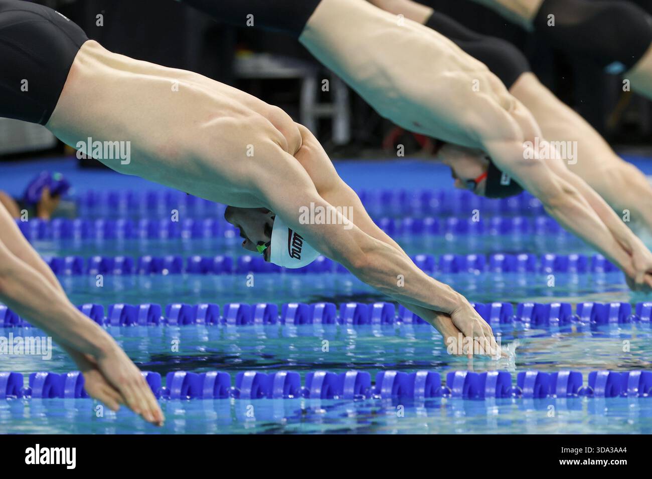 AUSTIN, TX - DECEMBER 05: Van Mathias dives into the water at the start ...