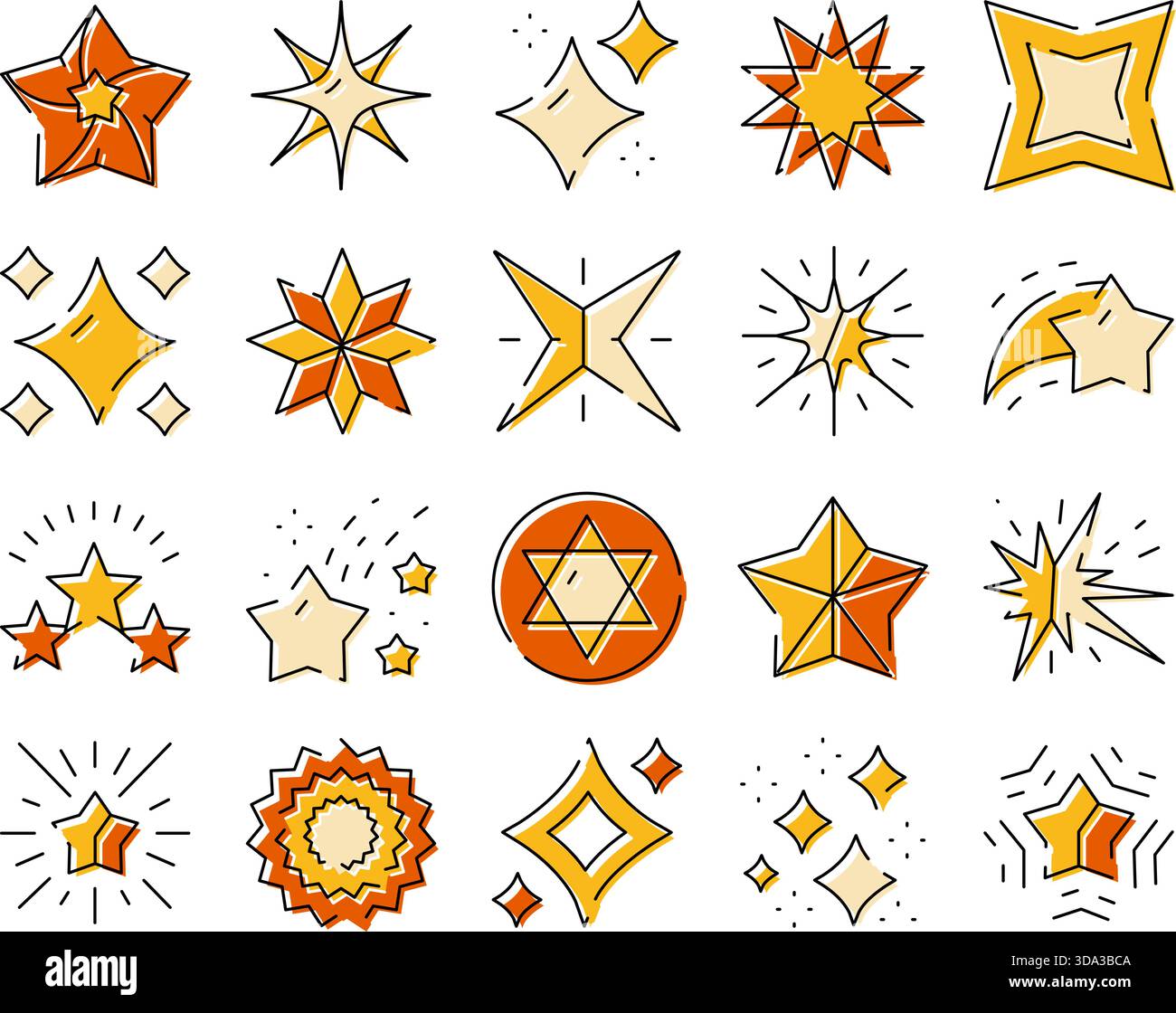 Star icons collection representing sparkle and shining elements Stock ...