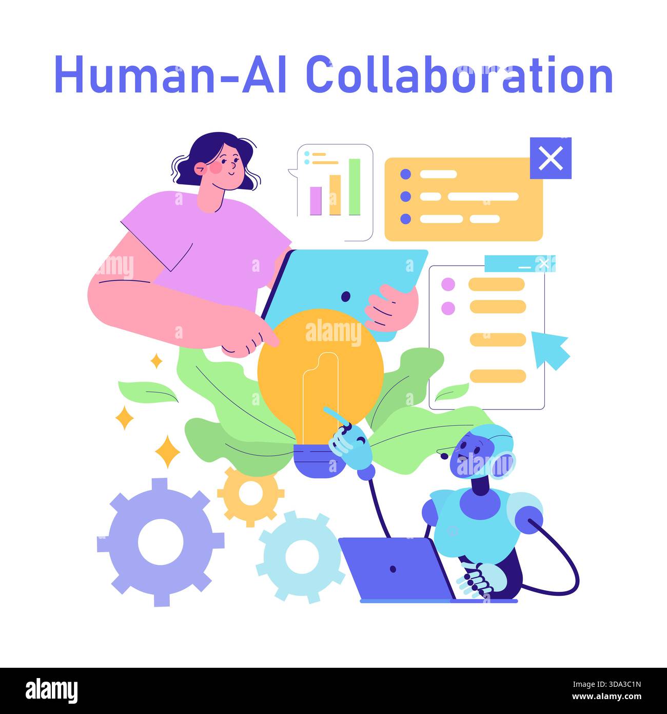 Illustration human ai collaboration showcasing hi-res stock photography ...