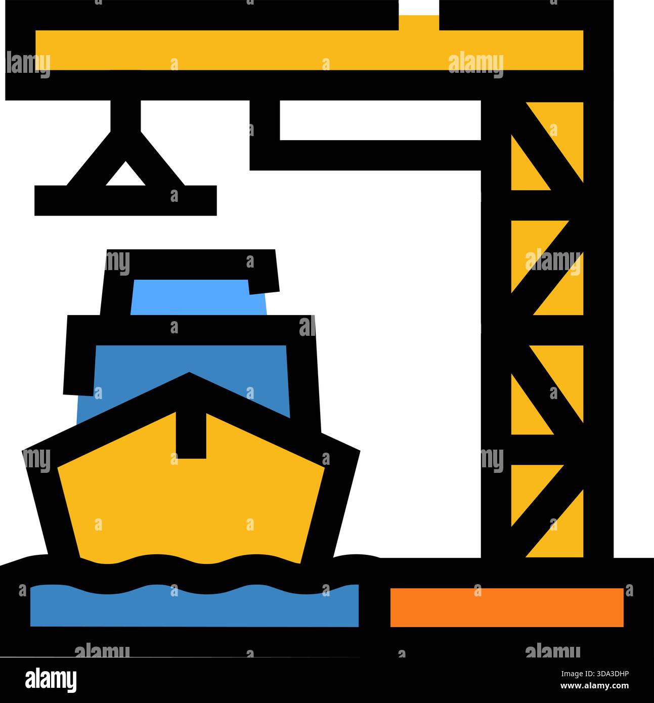 Shipyard crane loading cargo ship at port Stock Vector Image & Art - Alamy