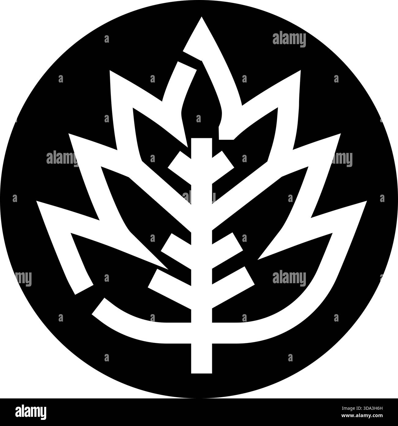 Stylized natural leaf logo in black circle Stock Vector Image & Art - Alamy