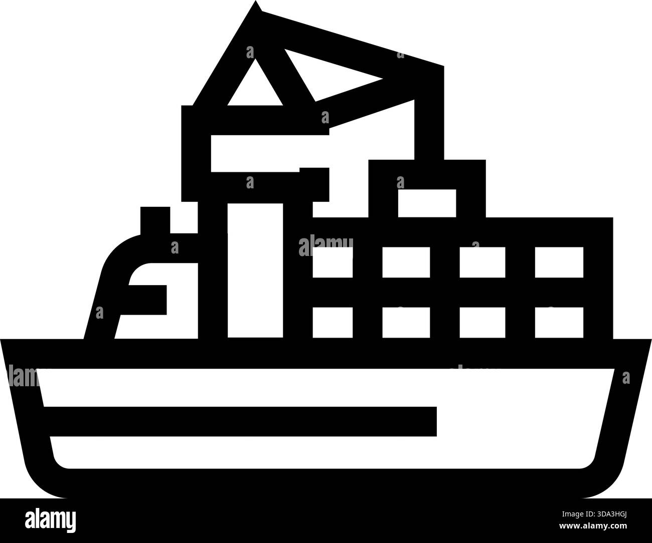 Container ship transporting cargo, global shipping logistics icon Stock ...