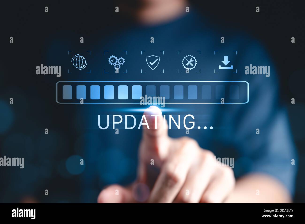 Update software application upgrade technology concept. Software update or Operating system, patch update, updating progress bar, Install app patch, Stock Photo