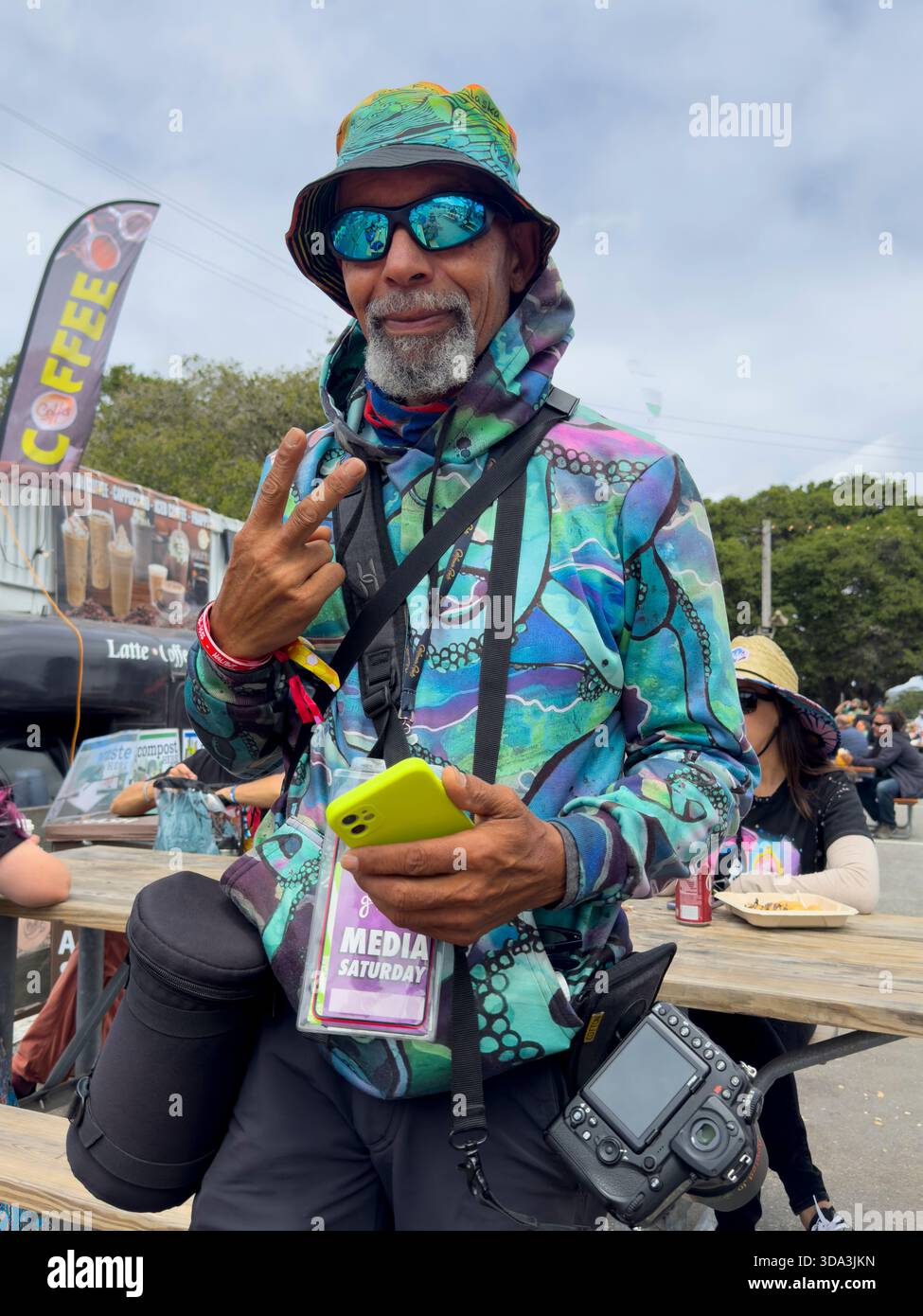 Photographer at the 2024 Cali Roots concert  in Monterey California Stock Photo