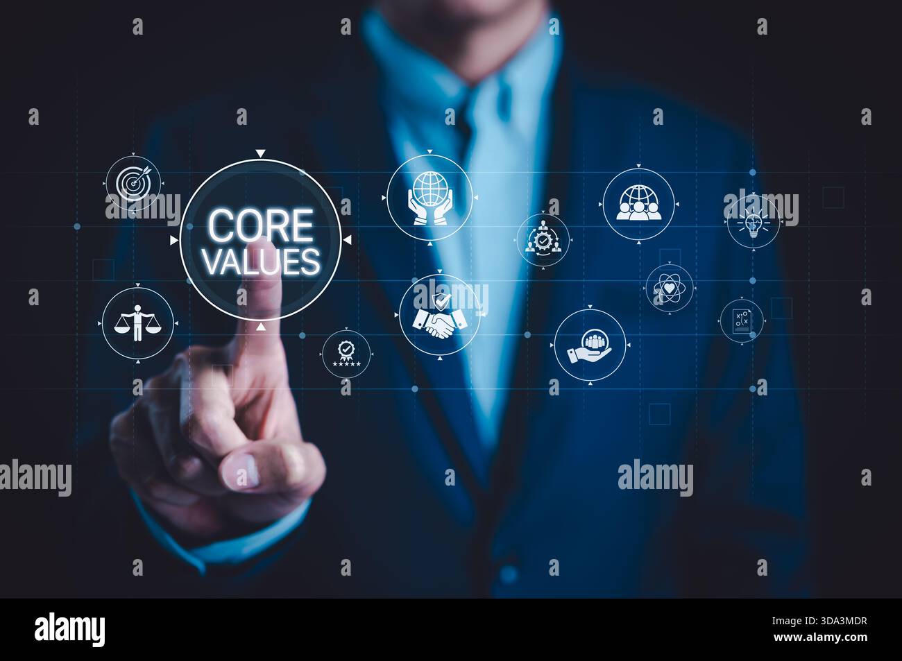 Business Core Values and Organizational Principles Concept. Businessman ...