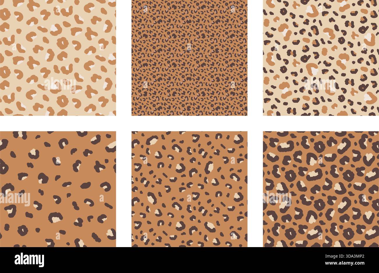 Monochrome animal seamless pattern print collection. Leopard backgrounds set. Vector seamless bg. Camo colors animal panther cheetah mini patterns. Mo Stock Vector