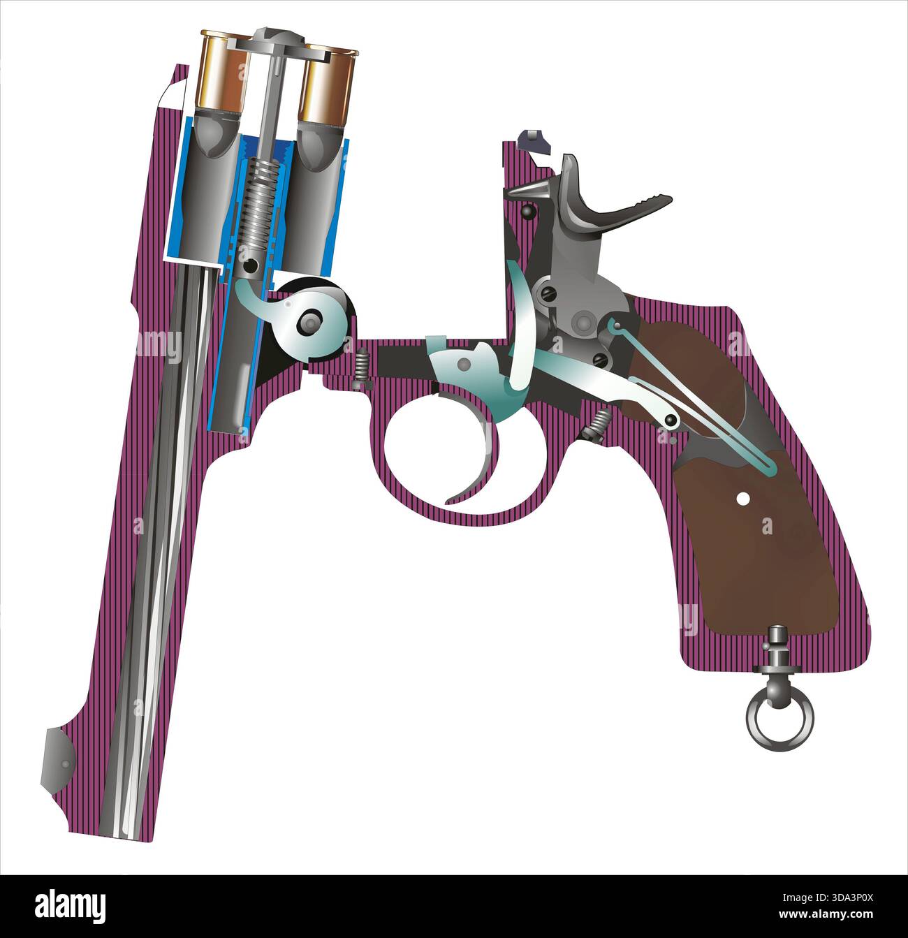 Webley MK VI revolver cutaway view. Barrel tilted about its hinge ...