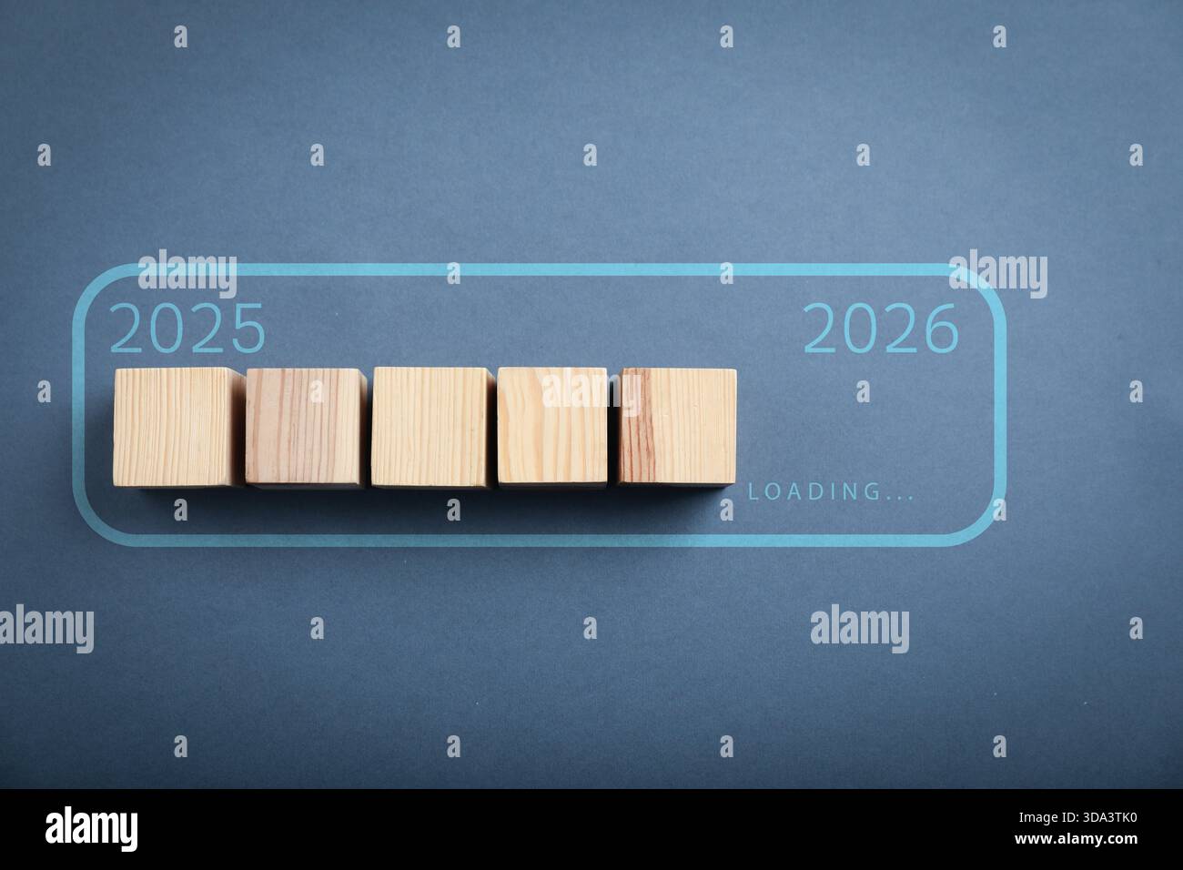 Download bar with wooden cubes showing loading of New 2026 Year, top ...