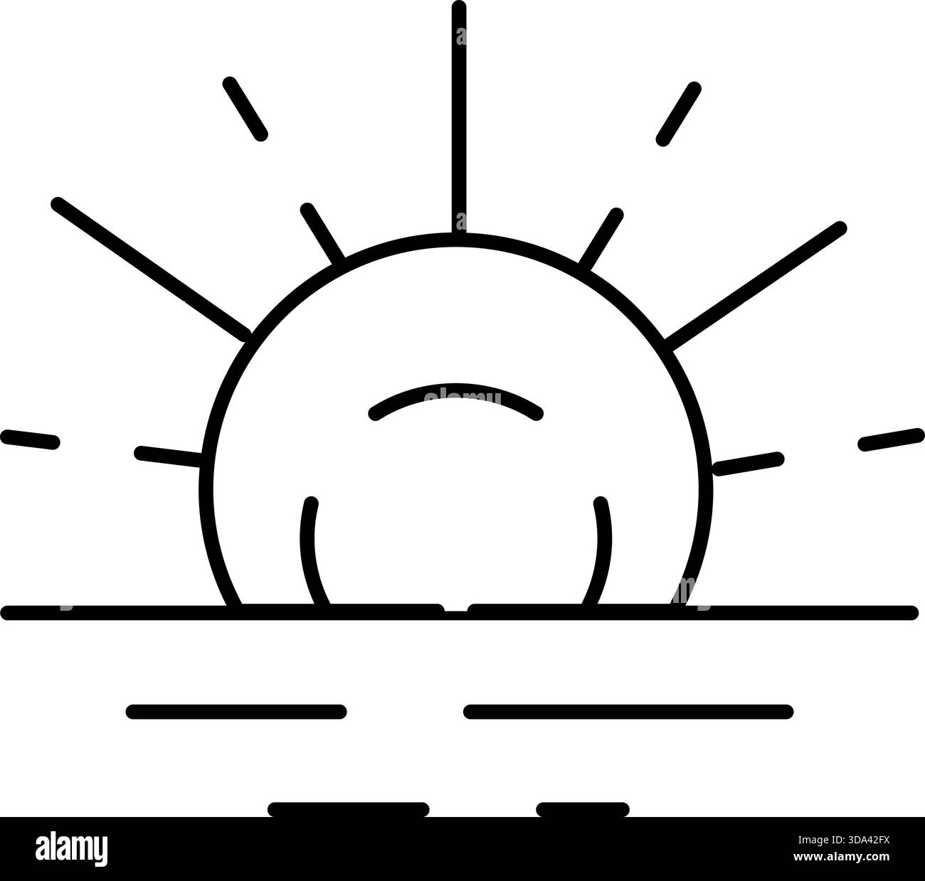 Sun rising over ocean water line art icon Stock Vector Image & Art - Alamy