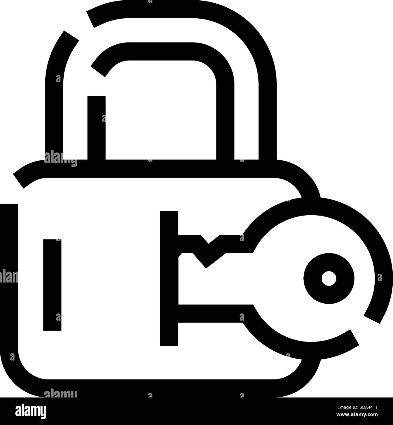 Padlock and key security line art icon Stock Vector Image & Art - Alamy