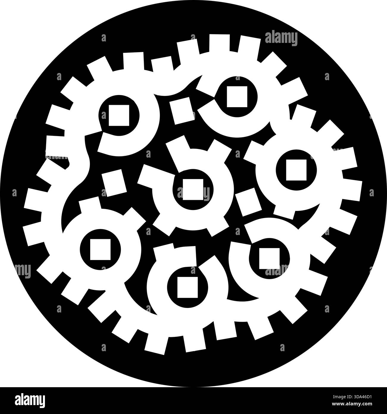 Interlocking gears mechanism working together icon Stock Vector Image ...