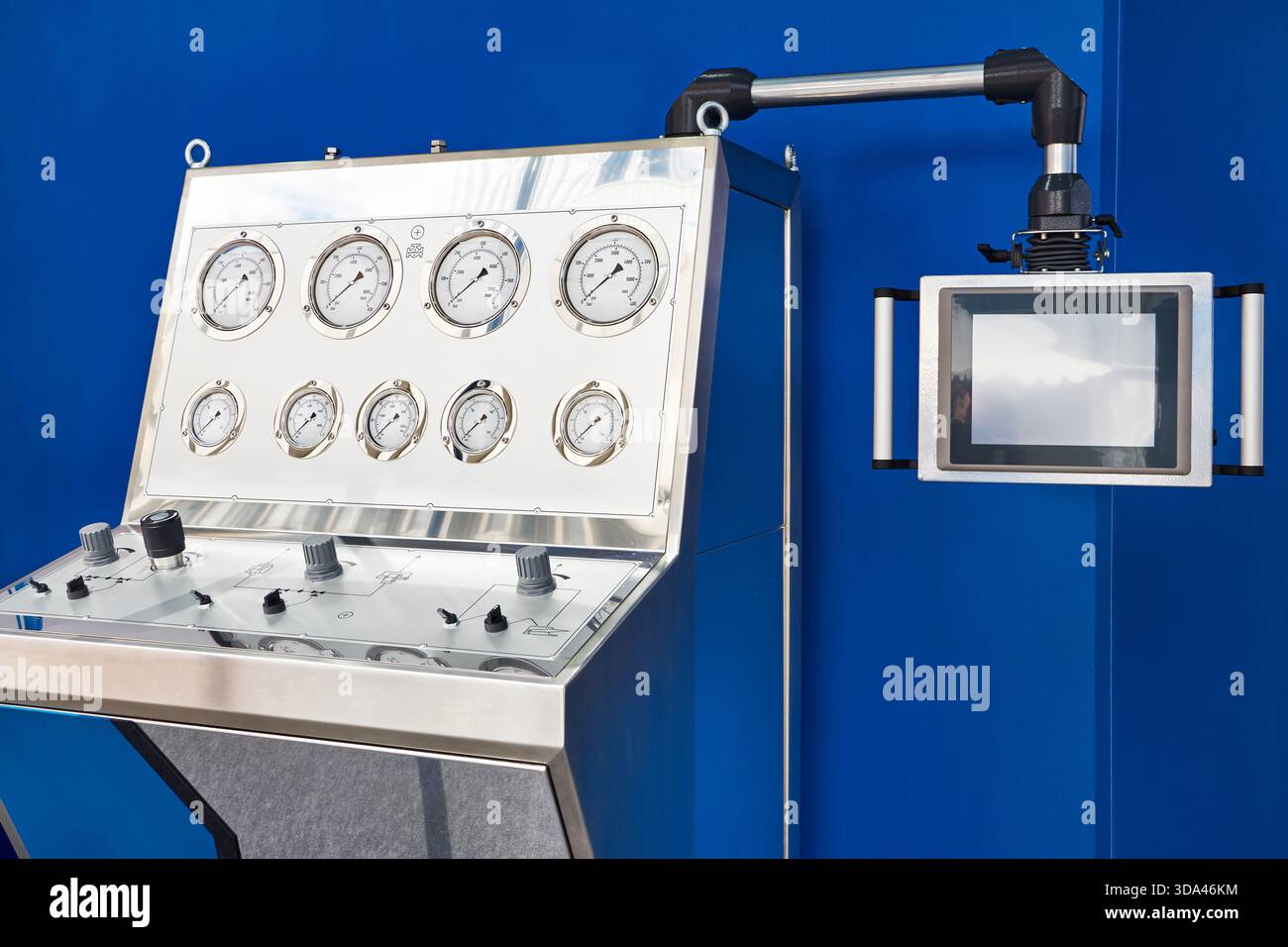 Control panel for pneumohydraulic pumping station Stock Photo