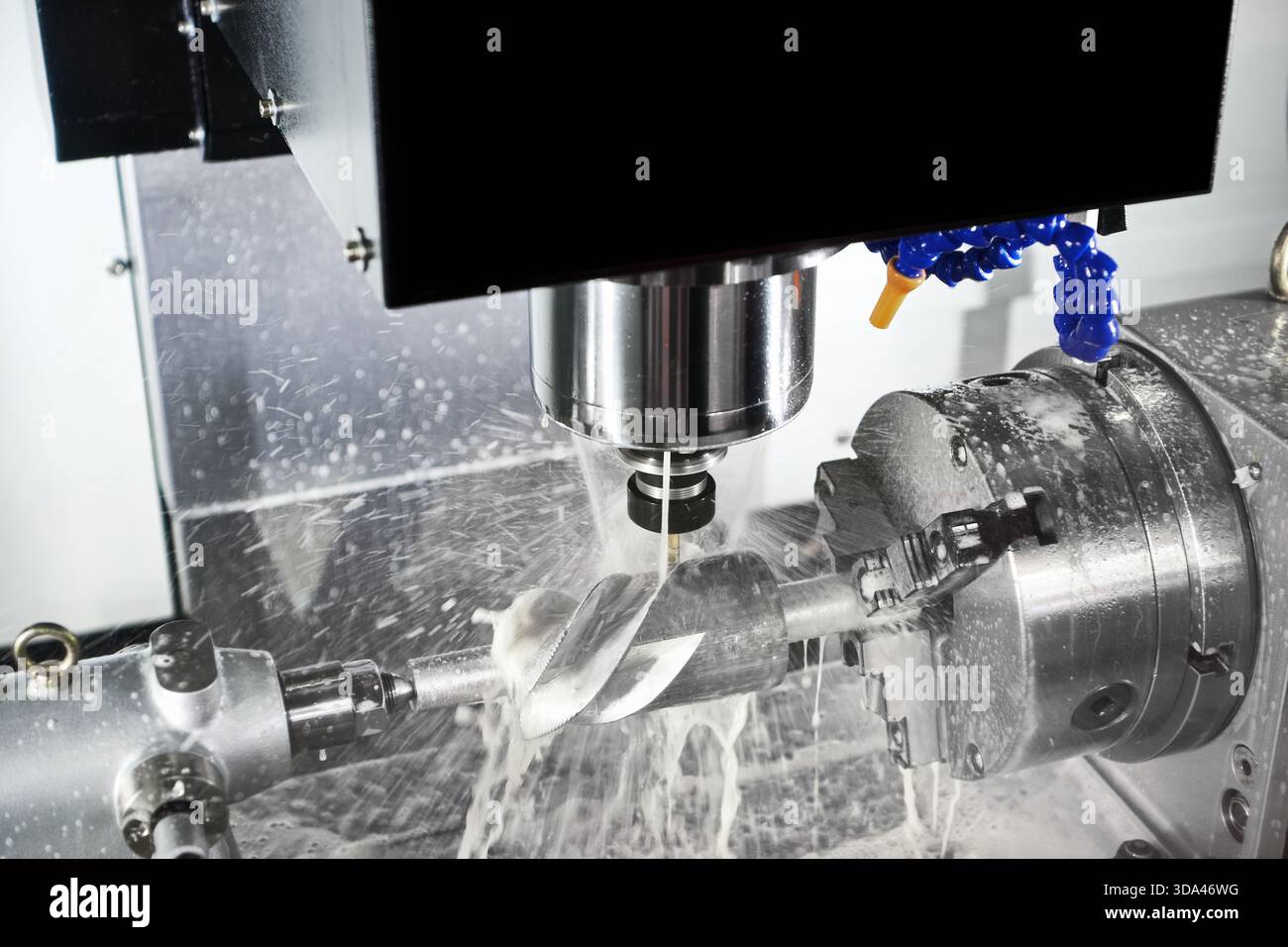 Liquid cooled lathe at the exhibition Stock Photo