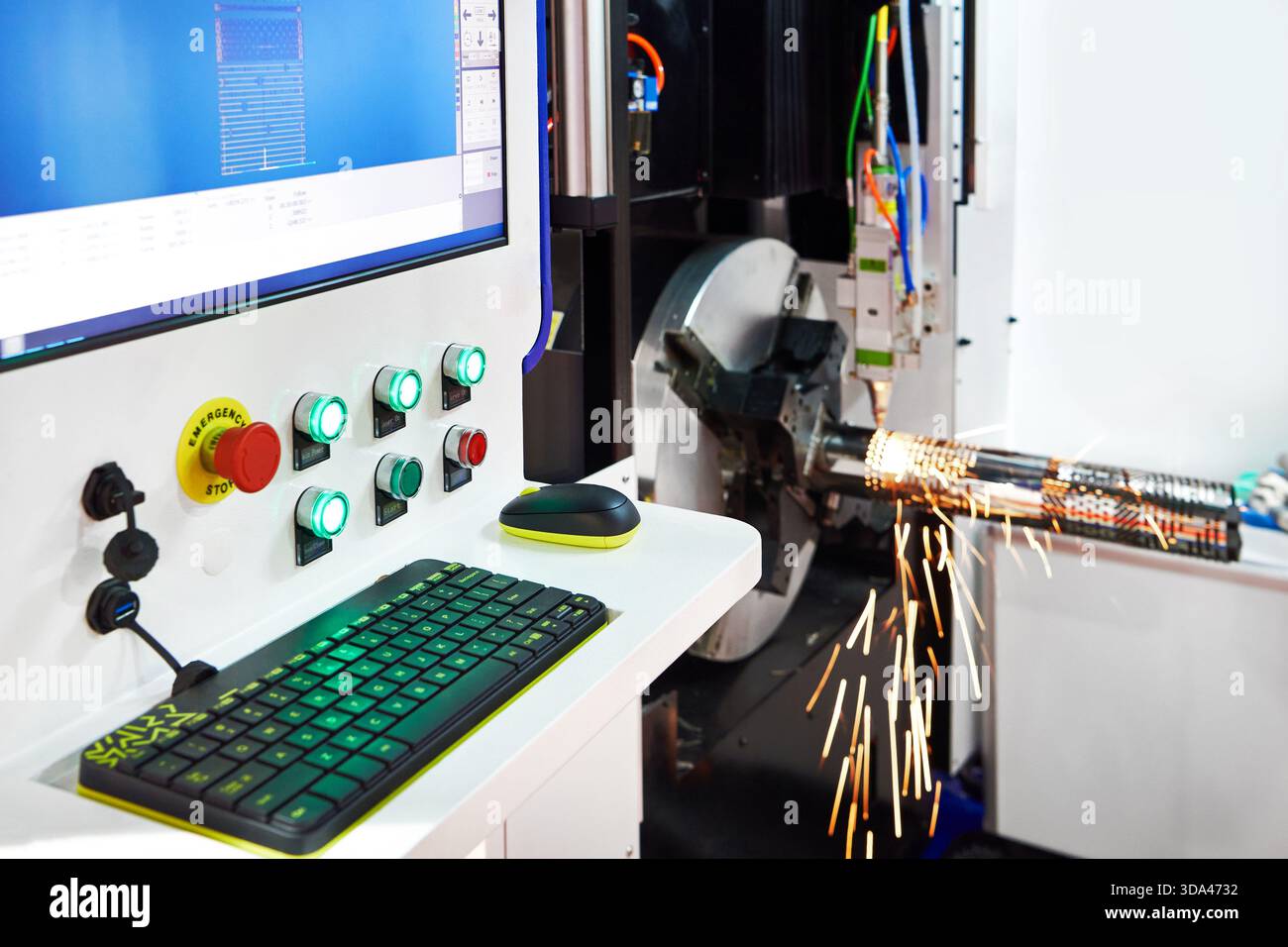 Metal laser cutting machine control panel Stock Photo