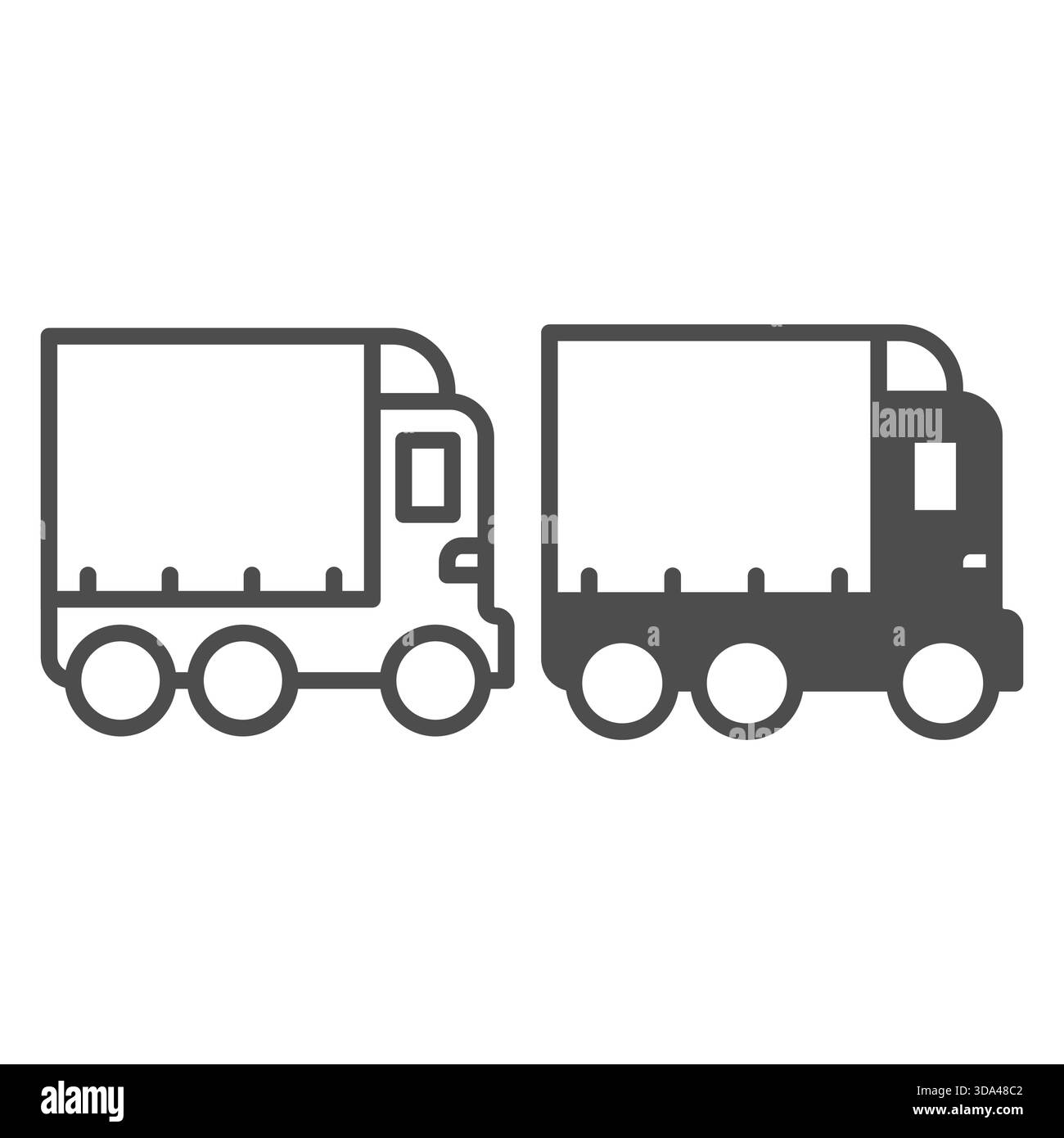 Truck with cargo line and solid icon, driver license concept. Vector ...