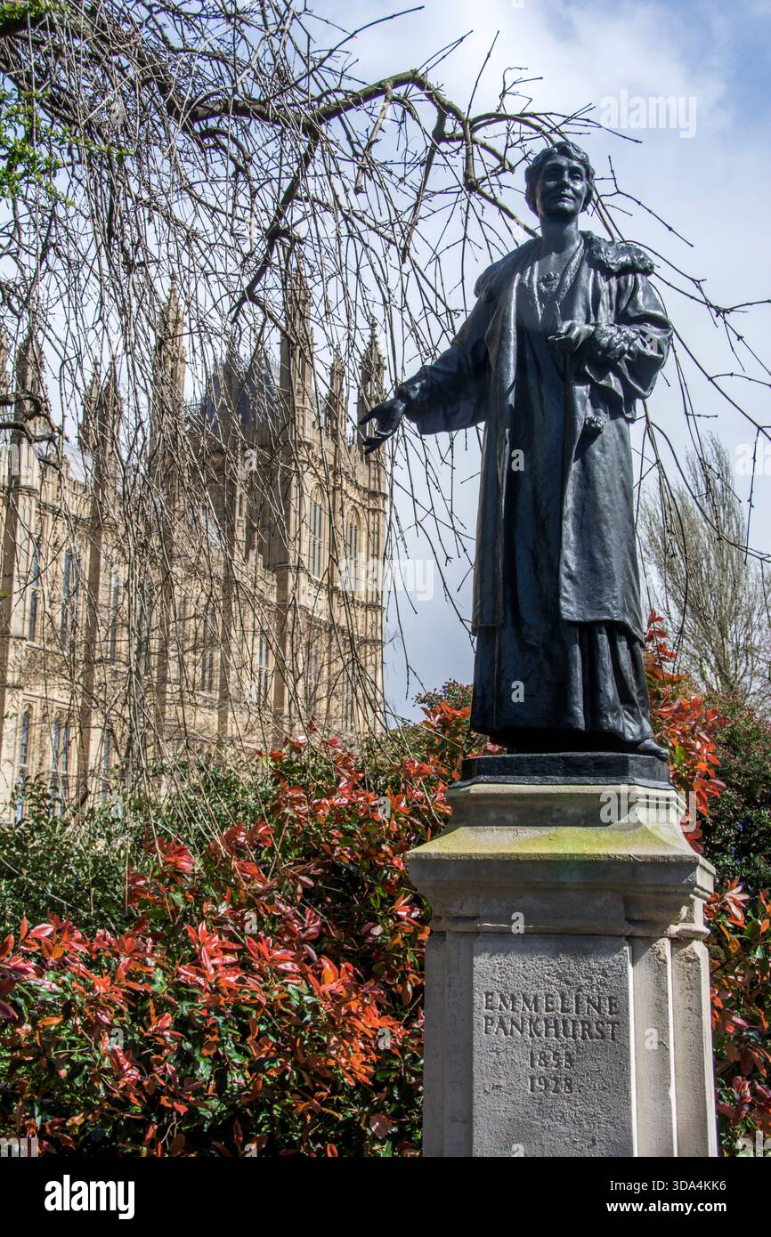 Sculpture of Emmeline Pankhurst (1858-1928) , who organised the British ...